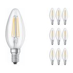 Mehrfachpackung 10x Ledvance CLASSIC LED E14 Kerze Fadenlampe Klar 4W 470lm - 827 Extra Warmweiß | Ersatz für 40W
